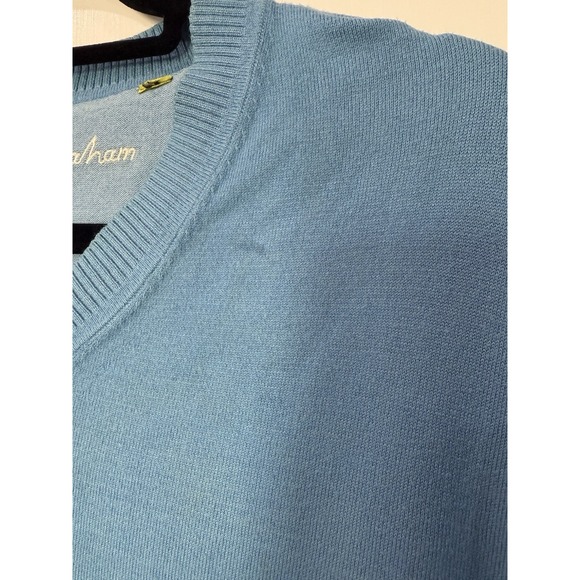 Robert Graham Sweater Men's XL Light Blue Classic Fit Wool V Neck - Picture 4 of 5